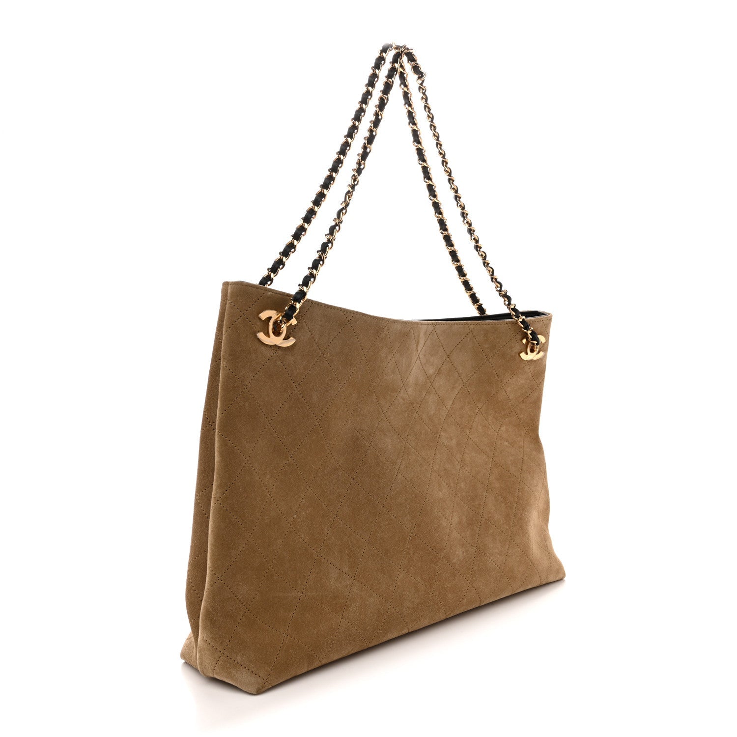 Chanel Suede Quilted Eyes On You Large Shopping Bag Beige