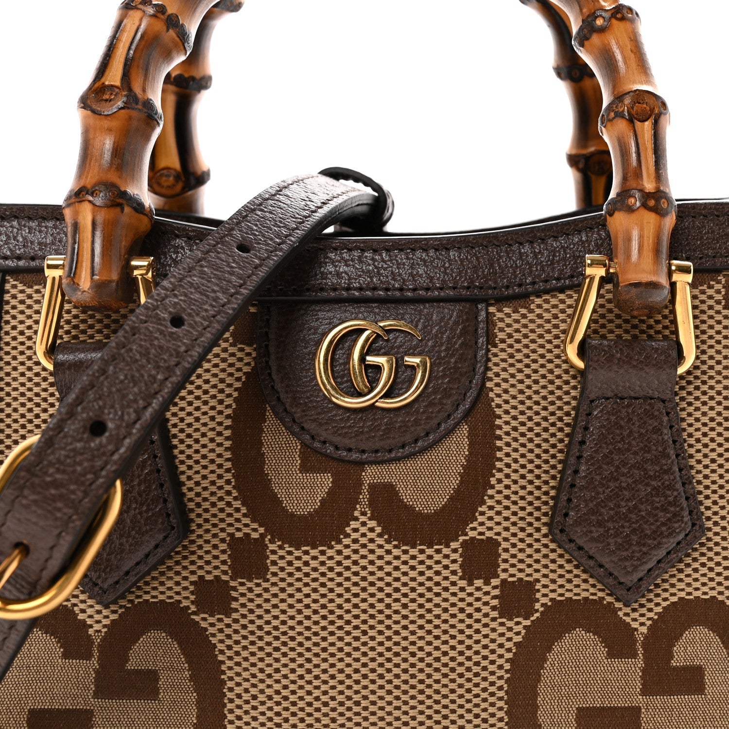 Gucci Monogram Jumbo GG Textured Dollar Calfskin Mini Diana Tote Bag Camel Ebony New Acero Pomegranate Red