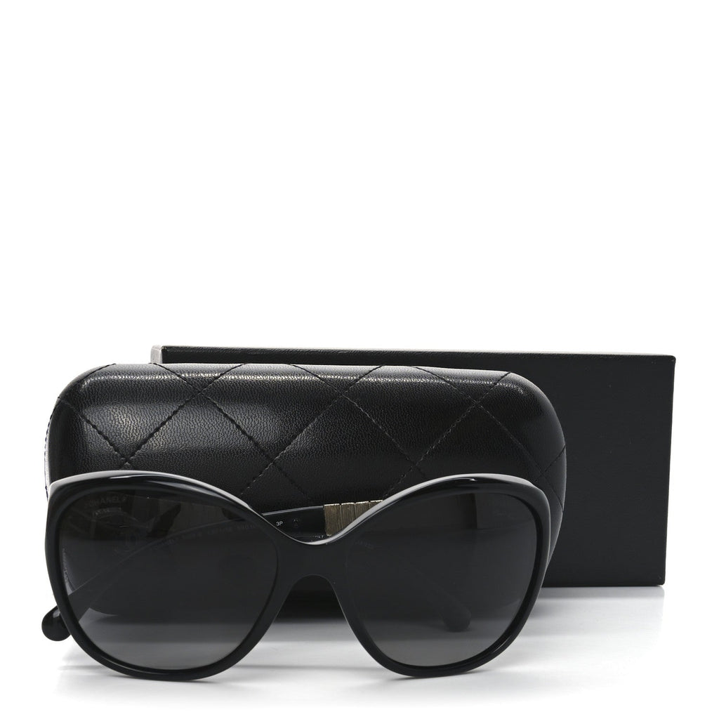 Crystal Baguette Polarized Cat Eye Sunglasses 5309-B Black