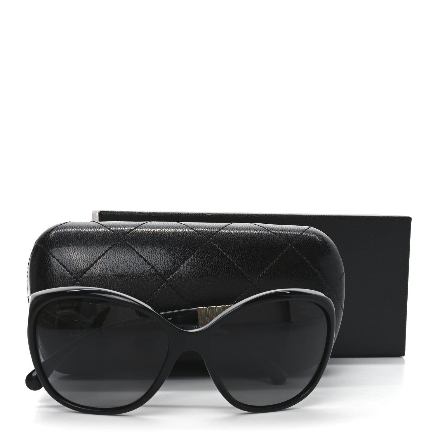Crystal Baguette Polarized Cat Eye Sunglasses 5309-B Black