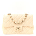 Chanel Lambskin Quilted Mini Rectangular Flap White