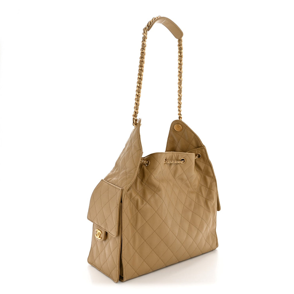 Chanel Caviar Quilted Medium Chanel 25 Handbag Dark Beige