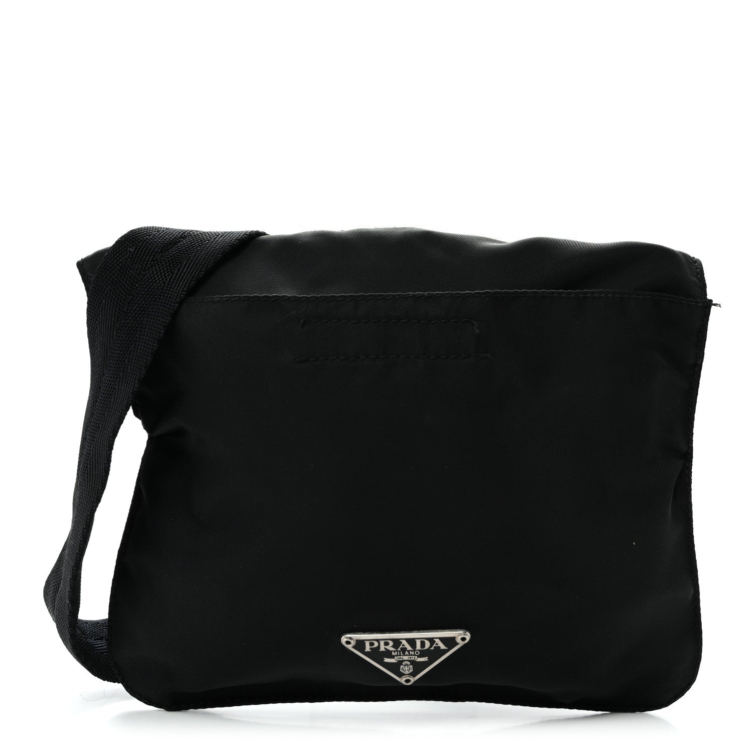 Prada Nylon Mini Flat Messenger Bag Black