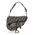 Christian Dior Oblique Embroidered Saddle Bag Blue