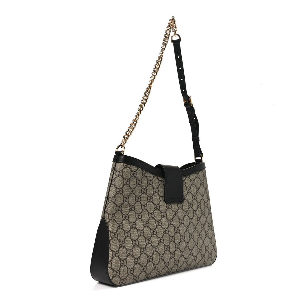 Gucci GG Supreme Monogram Medium Padlock Shoulder Bag Black