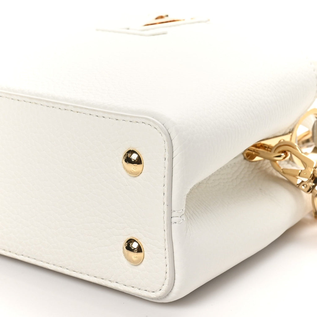 Louis Vuitton Taurillon Small Chain My Capucines Snow