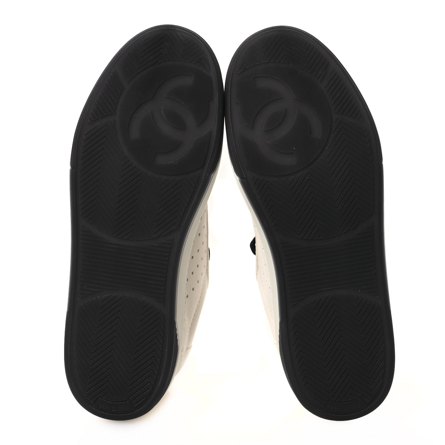 Chanel Suede Calfskin Logo Sneakers 40 Black White