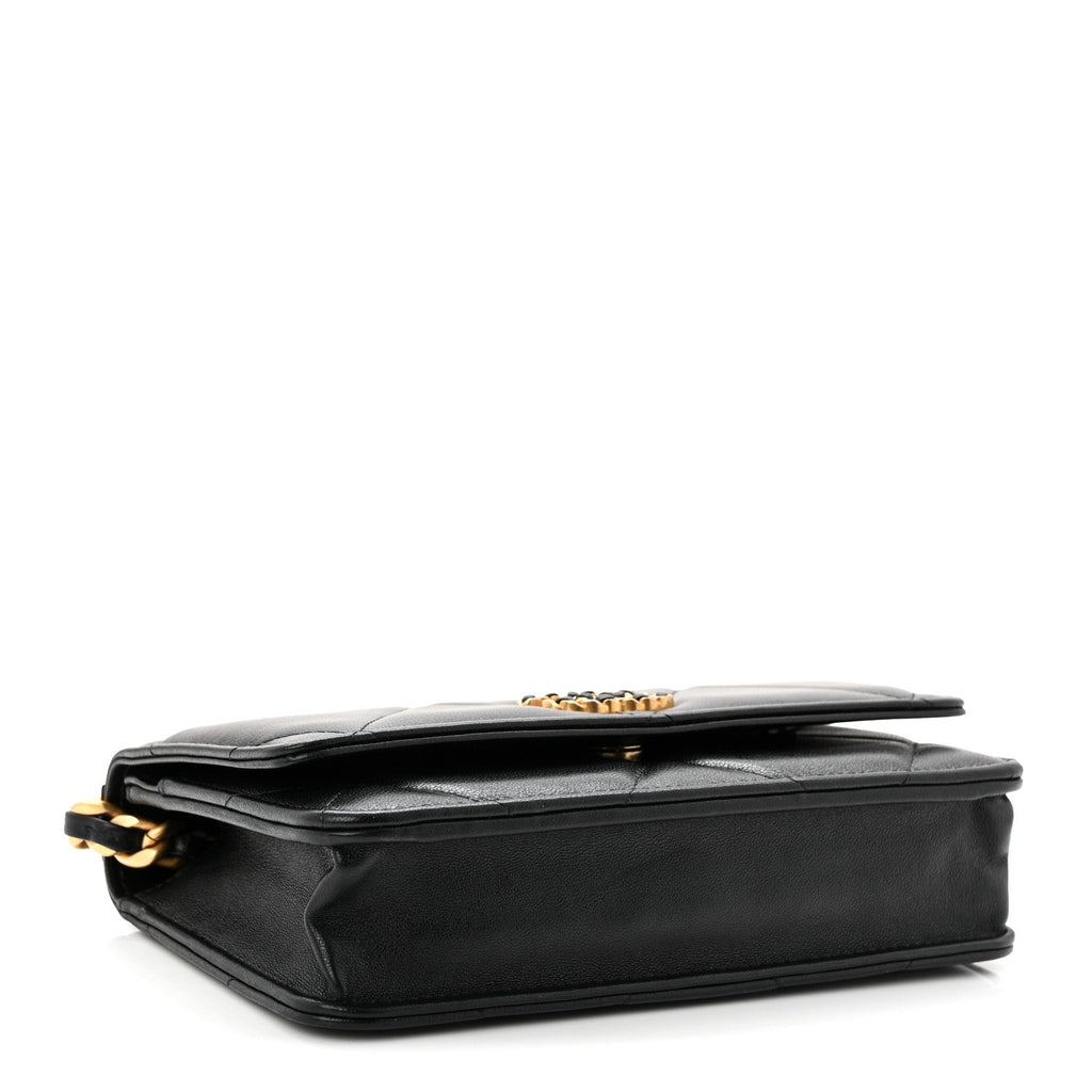 Chanel Lambskin Quilted Chanel 19 Wallet On Chain WOC Black