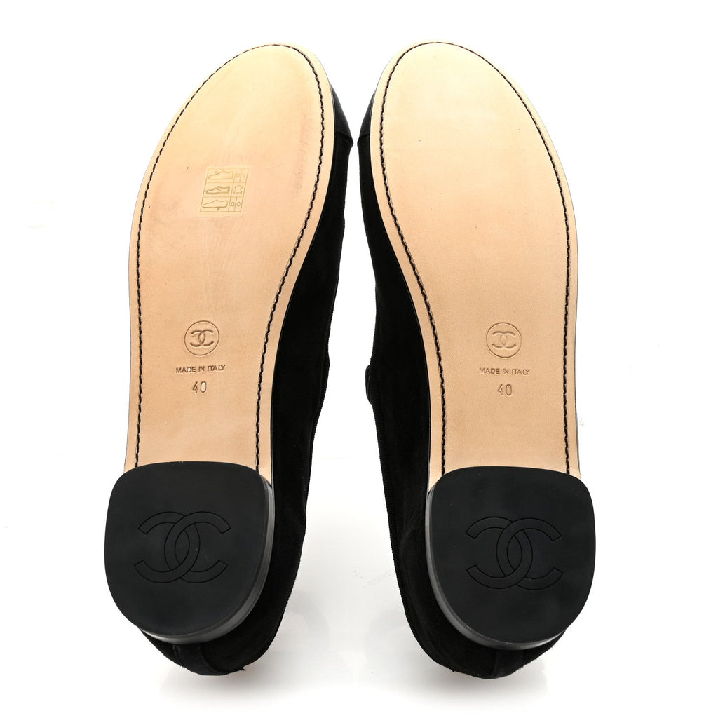 Chanel Velvet Mary Jane Flats 40 Black