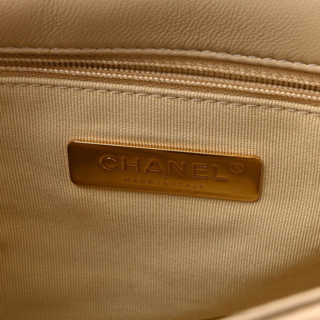 Chanel Lambskin Quilted Medium Chanel 19 Flap Beige