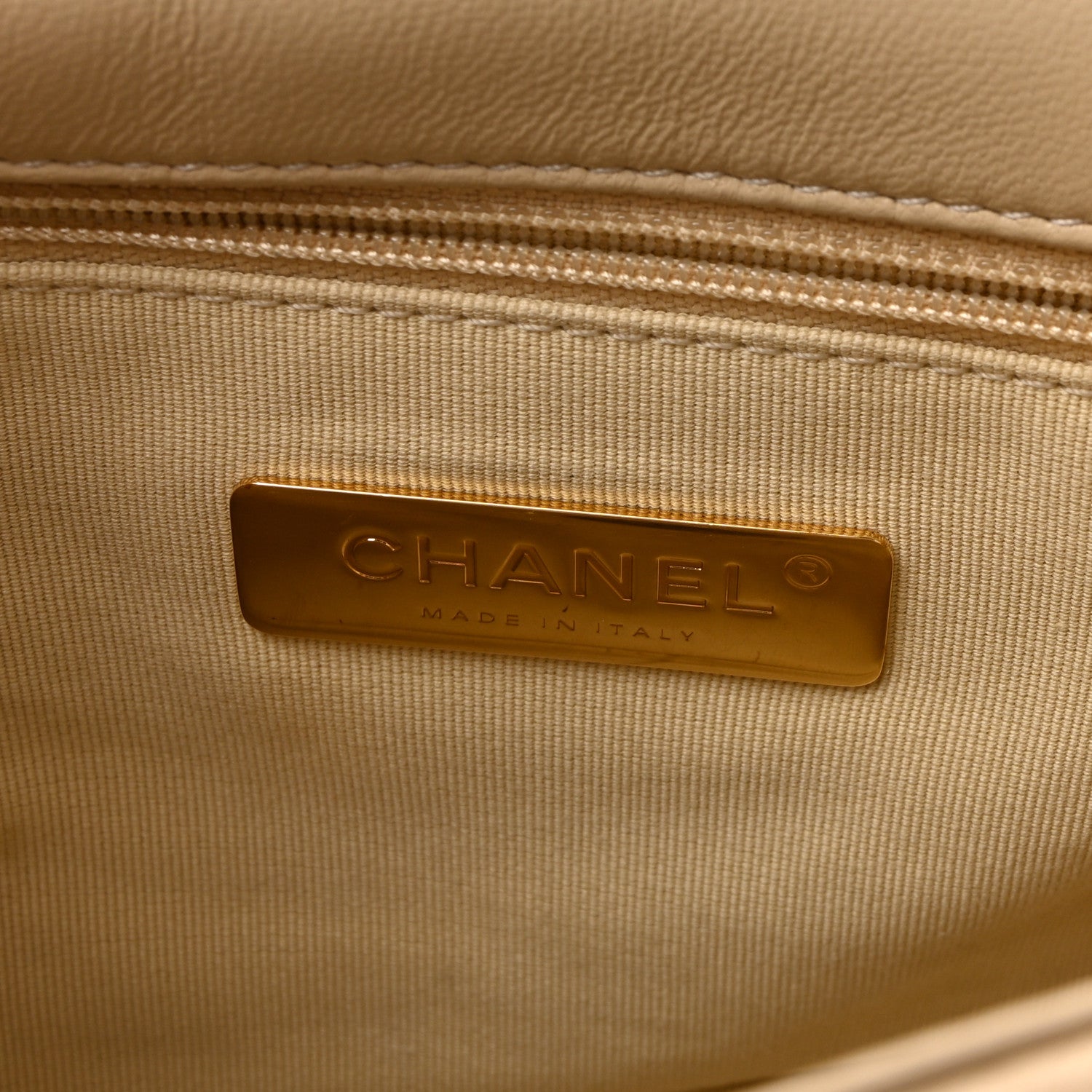 Chanel Lambskin Quilted Medium Chanel 19 Flap Beige