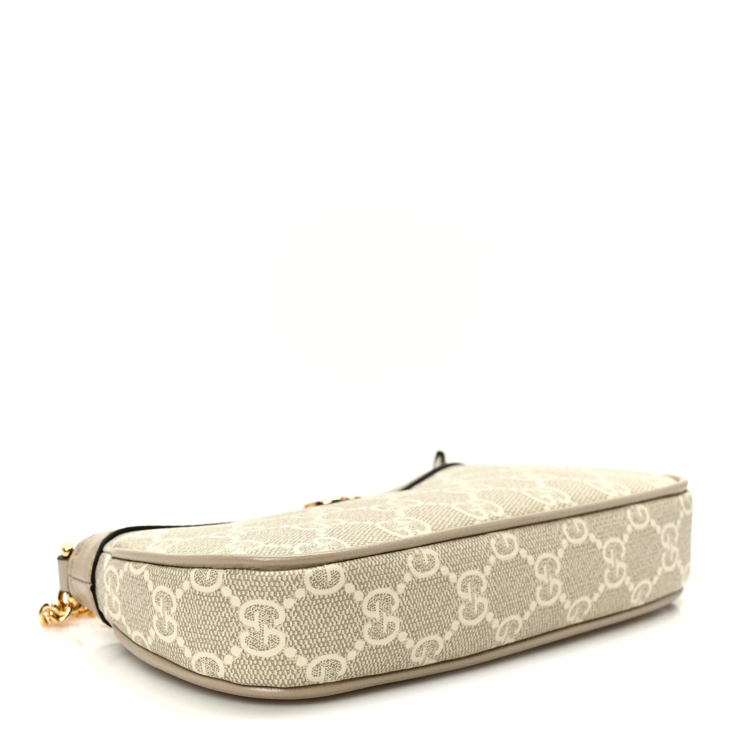 Gucci GG Supreme Monogram Textured Dollar Calfskin Web Mini Ophidia GG Handbag Beige Mystic White Oatmeal