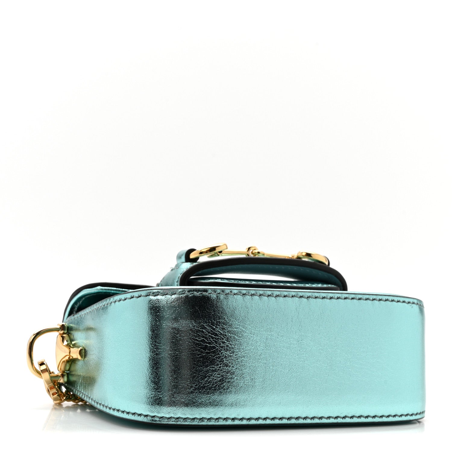 Gucci Metallic Calfskin Super Mini Horsebit 1955 Shoulder Bag Light Blue