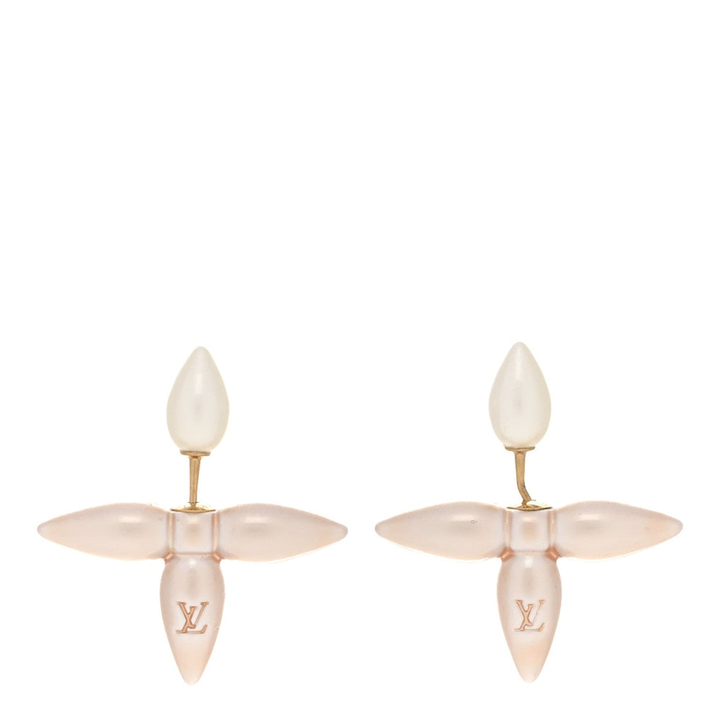 Louis Vuitton Resin Louisette By Night Earrings Pink White