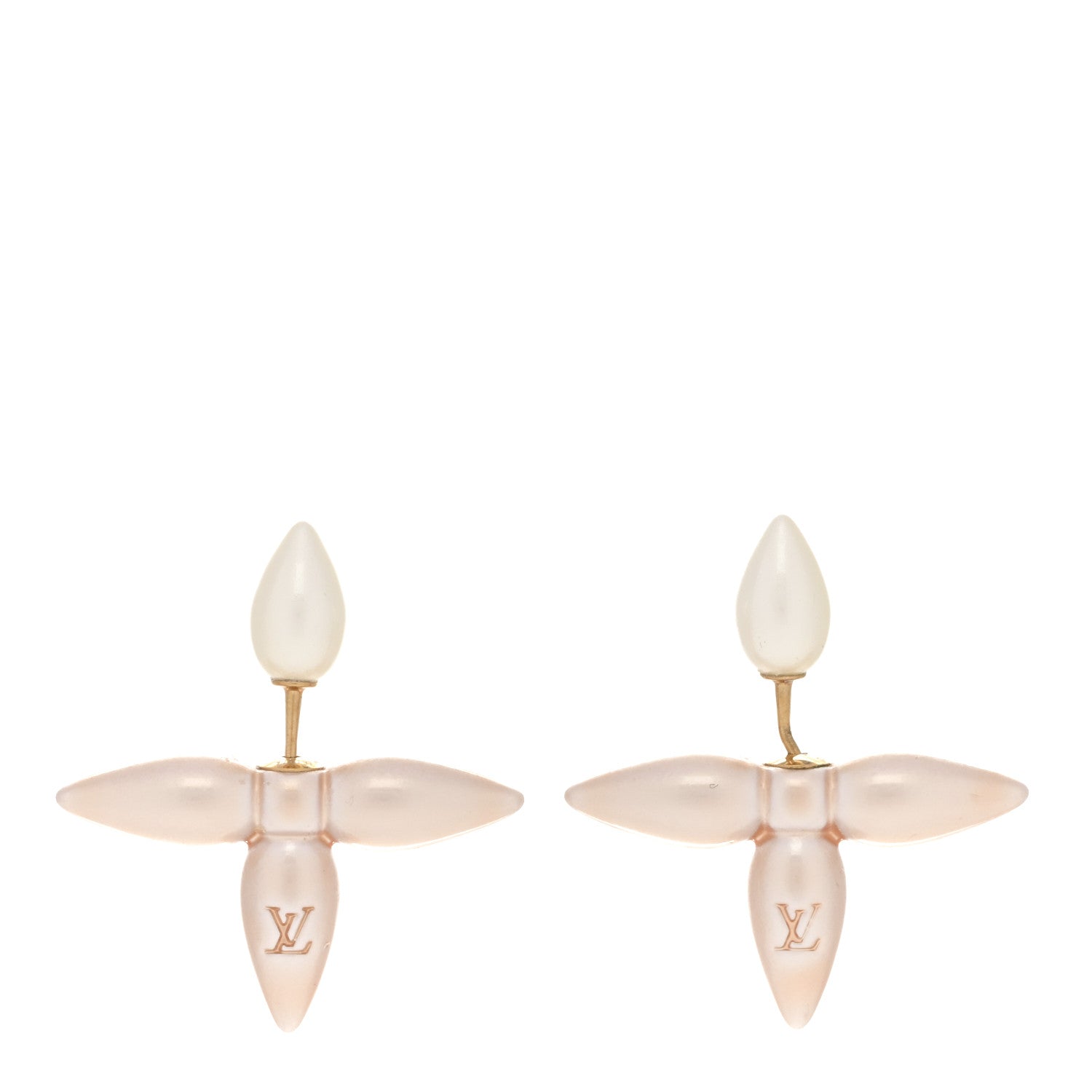 Louis Vuitton Resin Louisette By Night Earrings Pink White