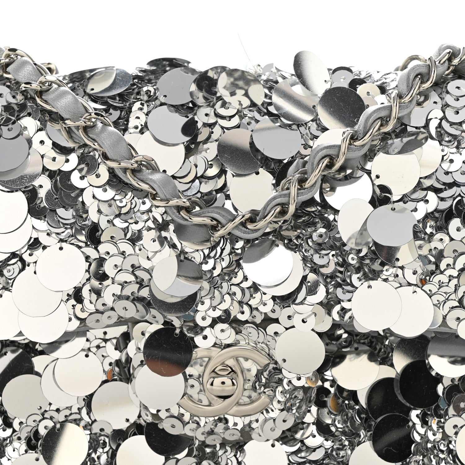 Chanel Sequin Mini Rectangular Flap Silver