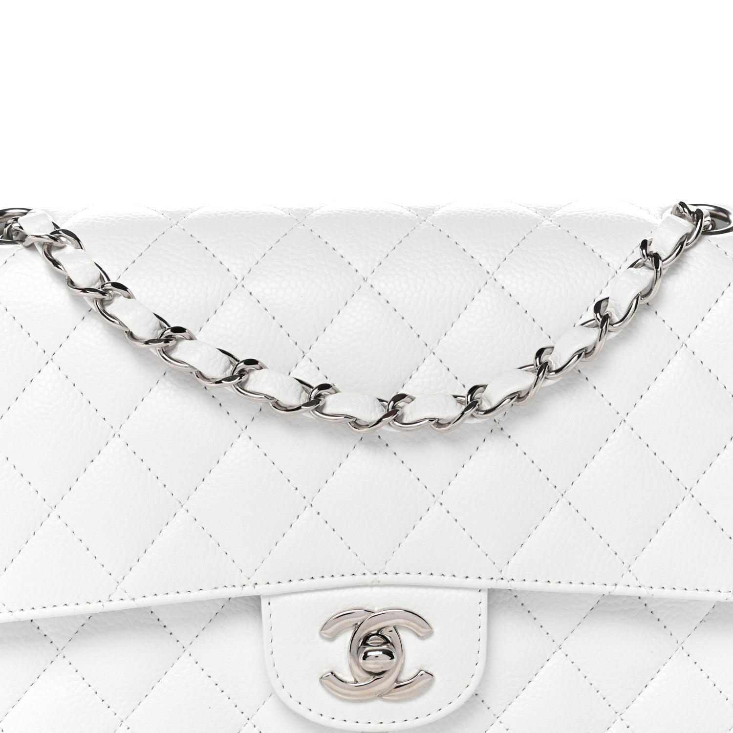Chanel Caviar Quilted Medium Double Flap White