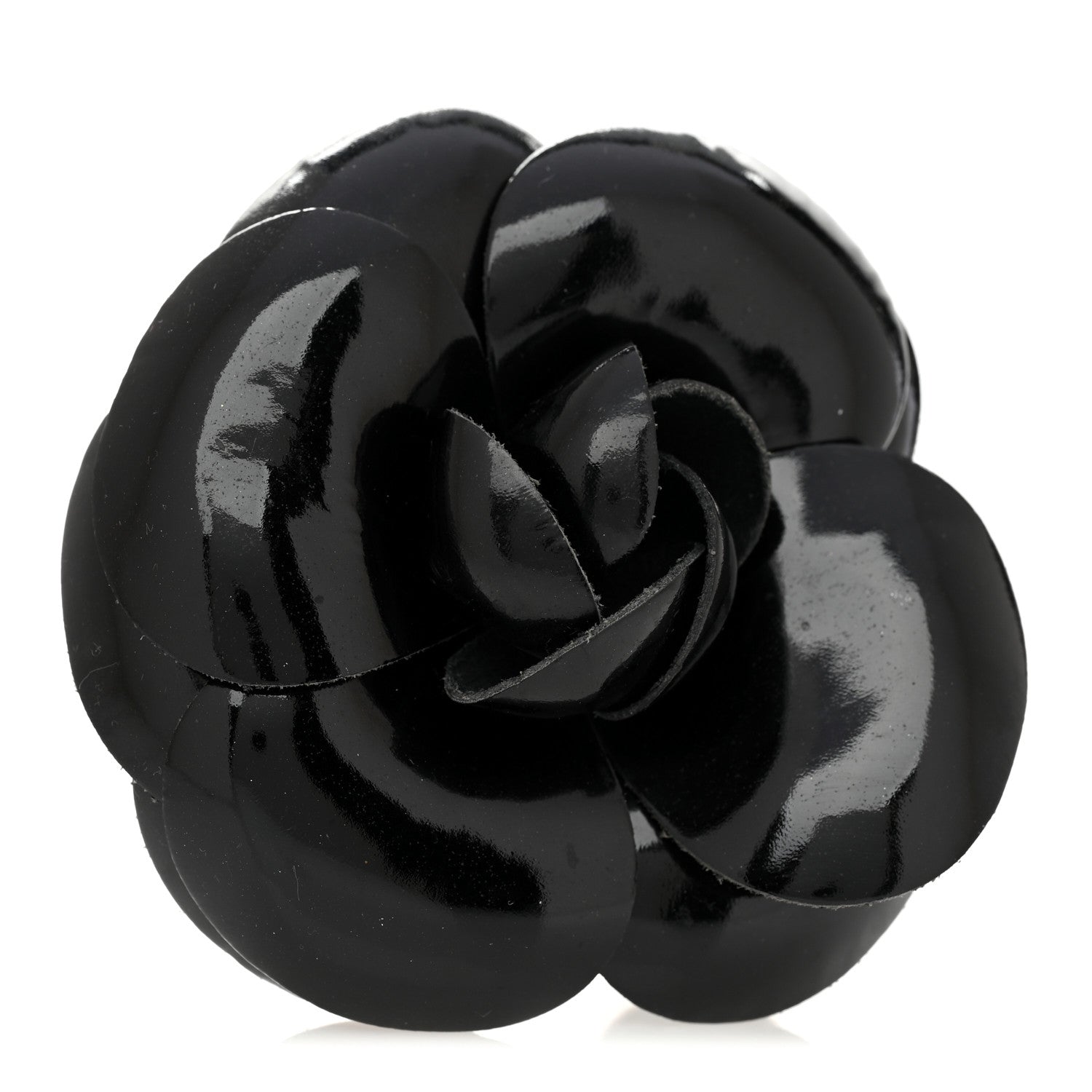 Patent Camellia Brooch Black