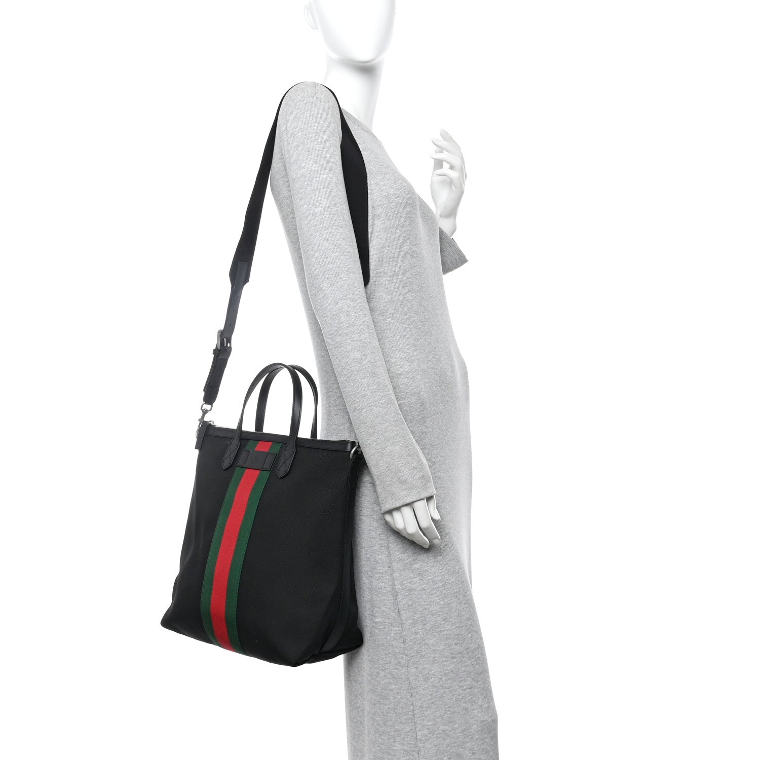 Gucci Techno Canvas Web Top Handle Shoulder Bag Black