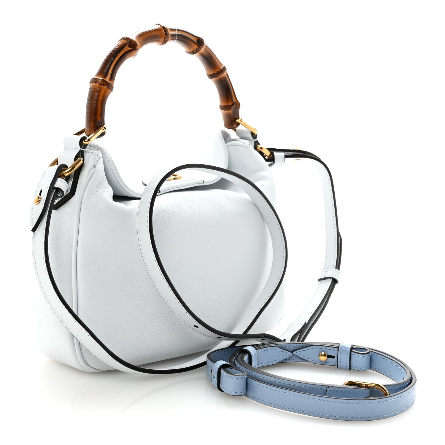 Gucci Softy Wonka Textured Dollar Calfskin Small Diana Shoulder Bag Pale Blue
