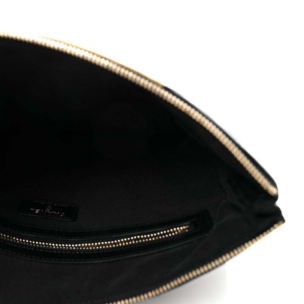 Lambskin Metallic Calfskin Quilted Crocodile Embossed Clutch 2.55 Reissue Cosmetic Case Gold