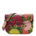 Gucci X KEN SCOTT New Shangai Calfskin Pomponica Print Horsebit 1955 Shoulder Bag Multicolor Fuxia Pompon