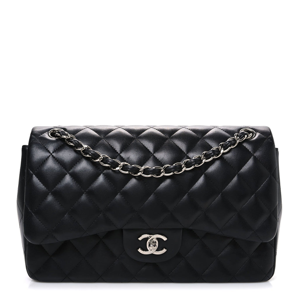 Chanel Lambskin Quilted Jumbo Double Flap Black