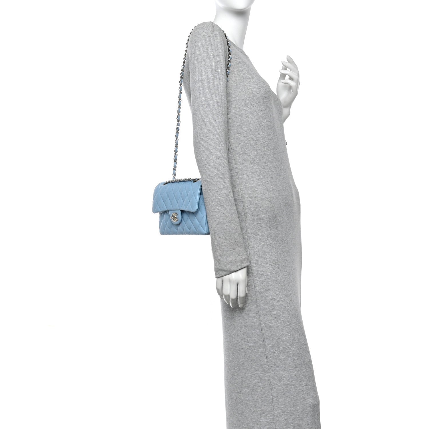 Chanel Caviar Quilted Small Double Flap Light Blue