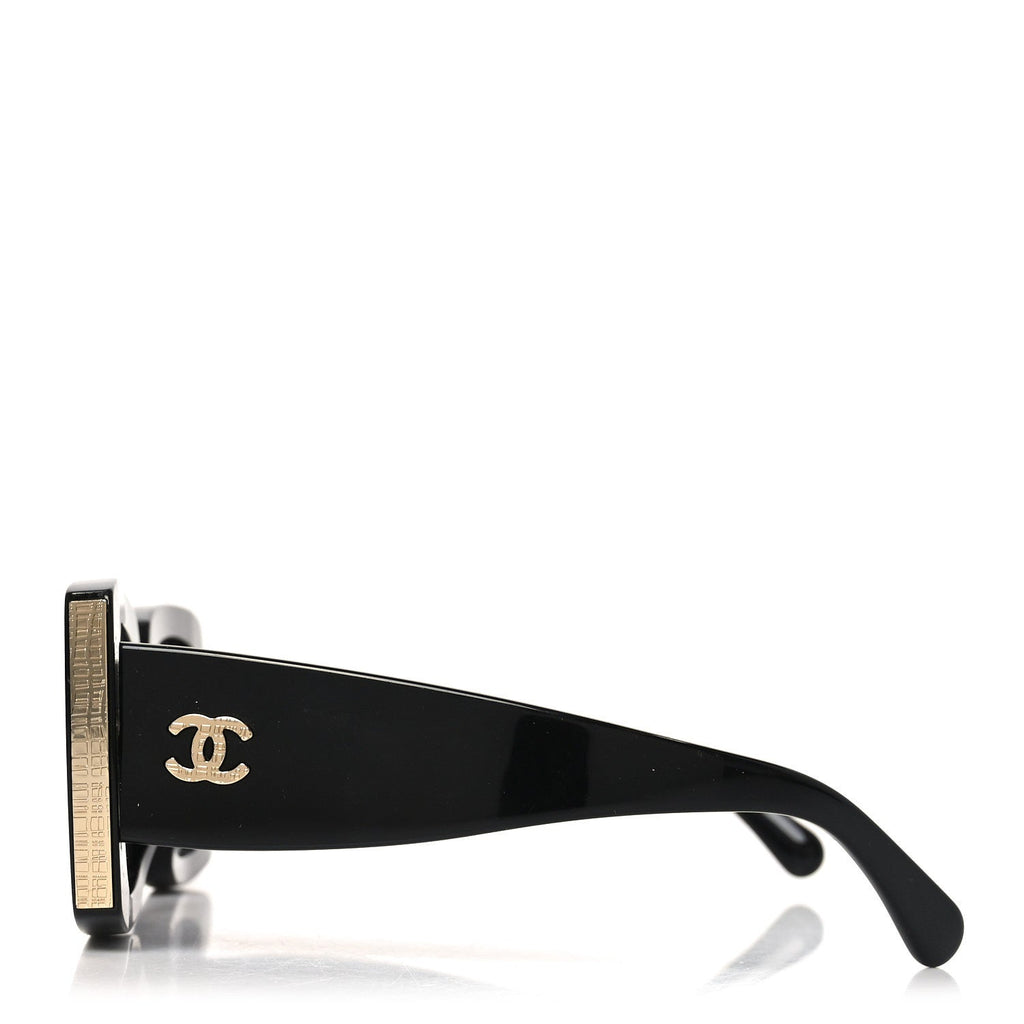 Acetate Rectangle Sunglasses 5435-A Black