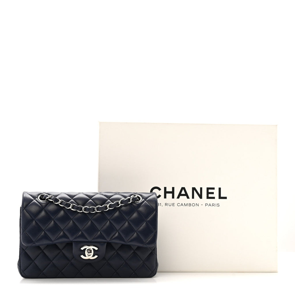 Chanel Lambskin Quilted Small Double Flap Blue