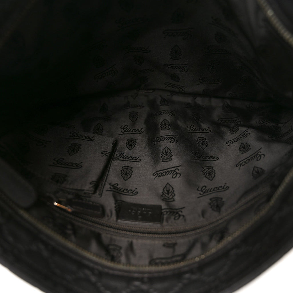 Gucci Guccissima Medium Flat Messenger Bag Black