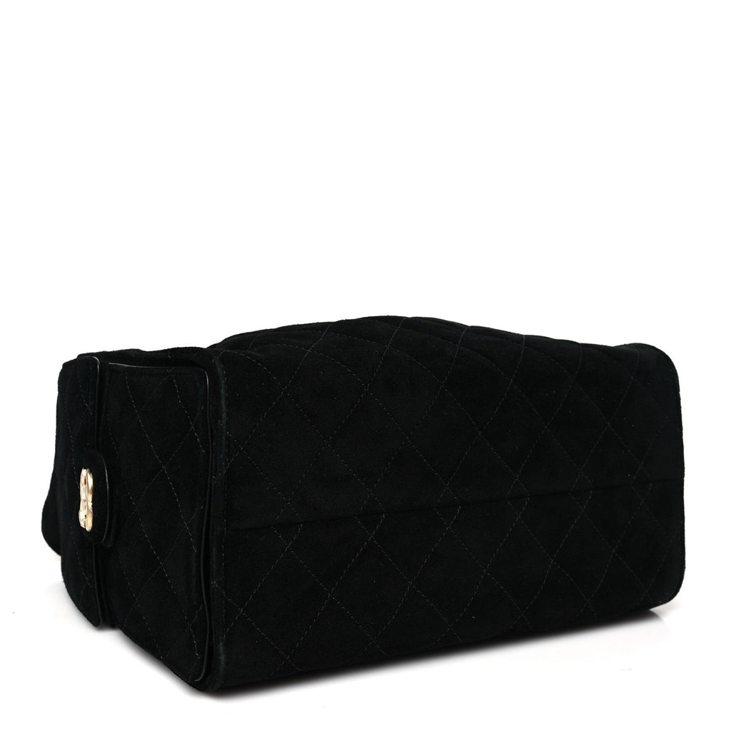 Chanel Suede Quilted Small Chanel 25 Handbag Black