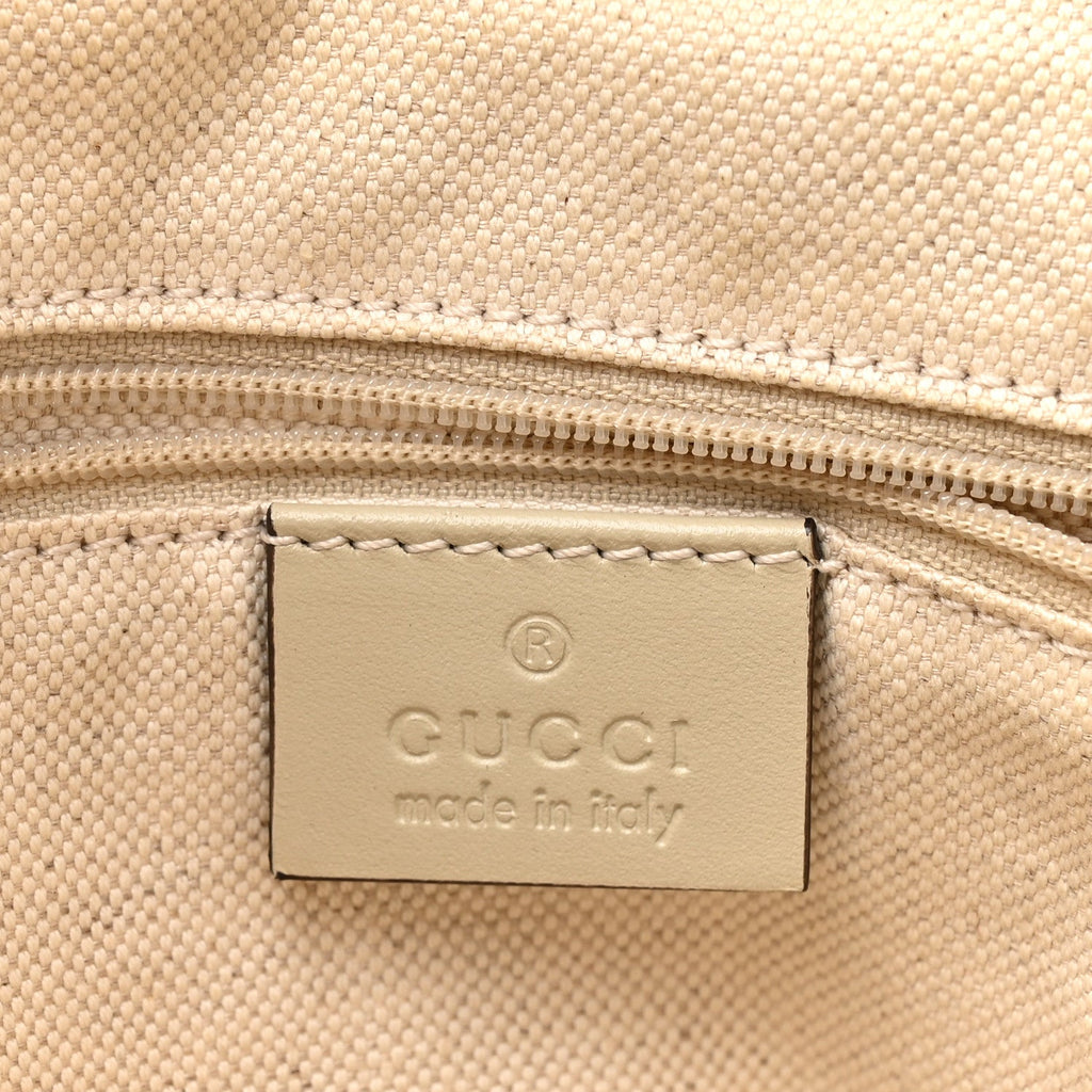 Gucci Monogram Margaux Calfskin Medium Sukey Top Handle Bag Beige Ebony Mystic White