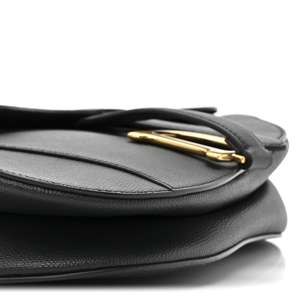 Christian Dior Grained Calfskin Saddle Bag Black