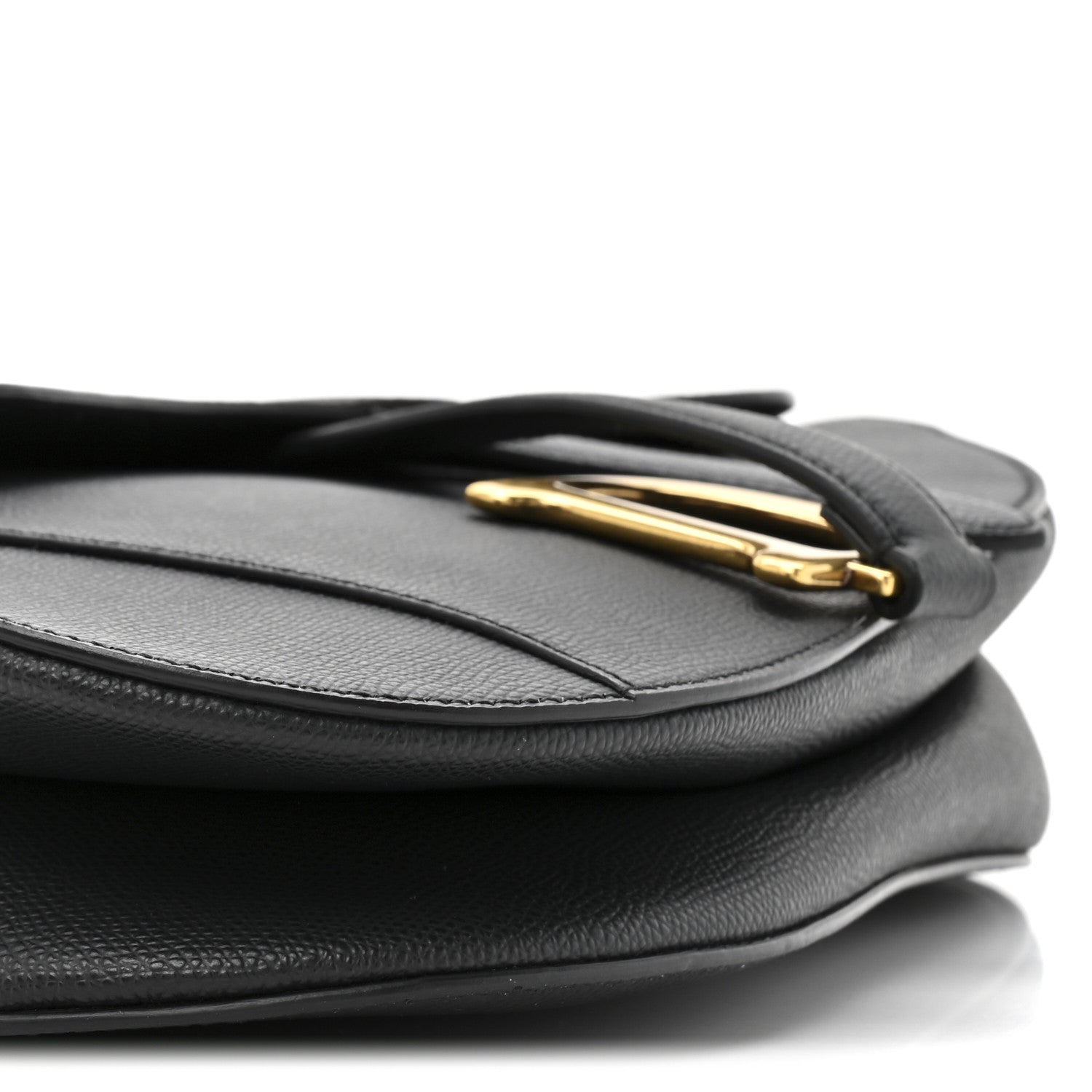 Christian Dior Grained Calfskin Saddle Bag Black