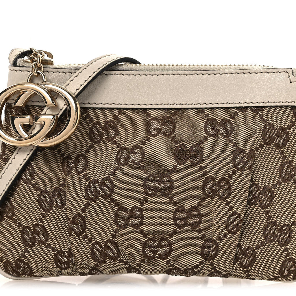 Gucci Monogram GG Heart Charm Crossbody Pochette White