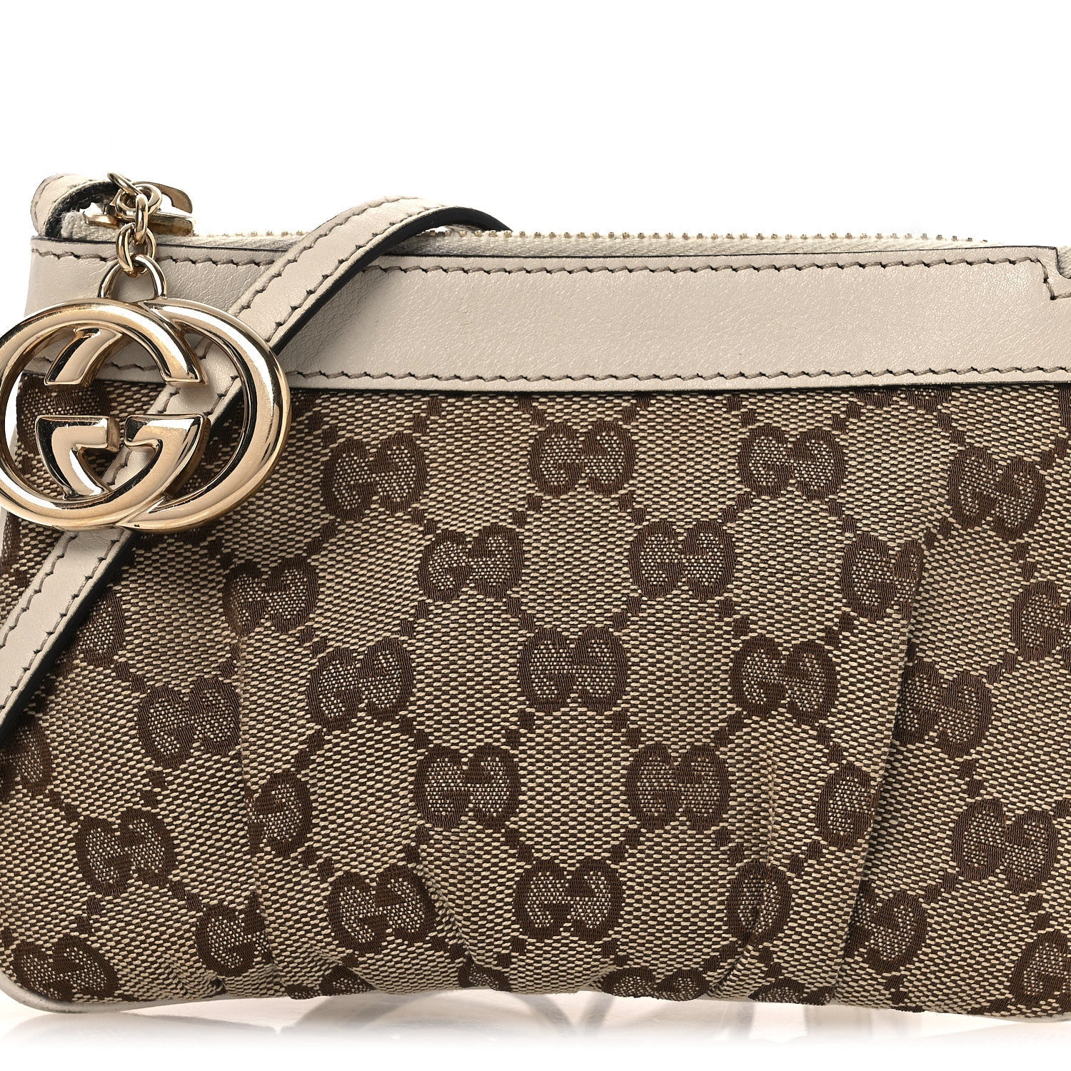 Gucci Monogram GG Heart Charm Crossbody Pochette White