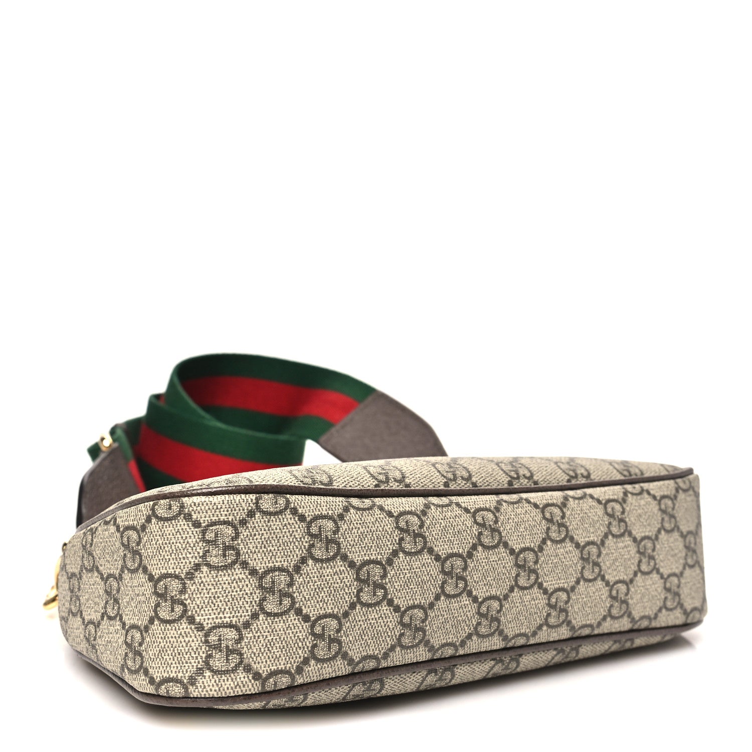 Gucci GG Supreme Monogram Textured Dollar Calfskin Web Small Ophidia GG Handbag Beige Ebony New Acero