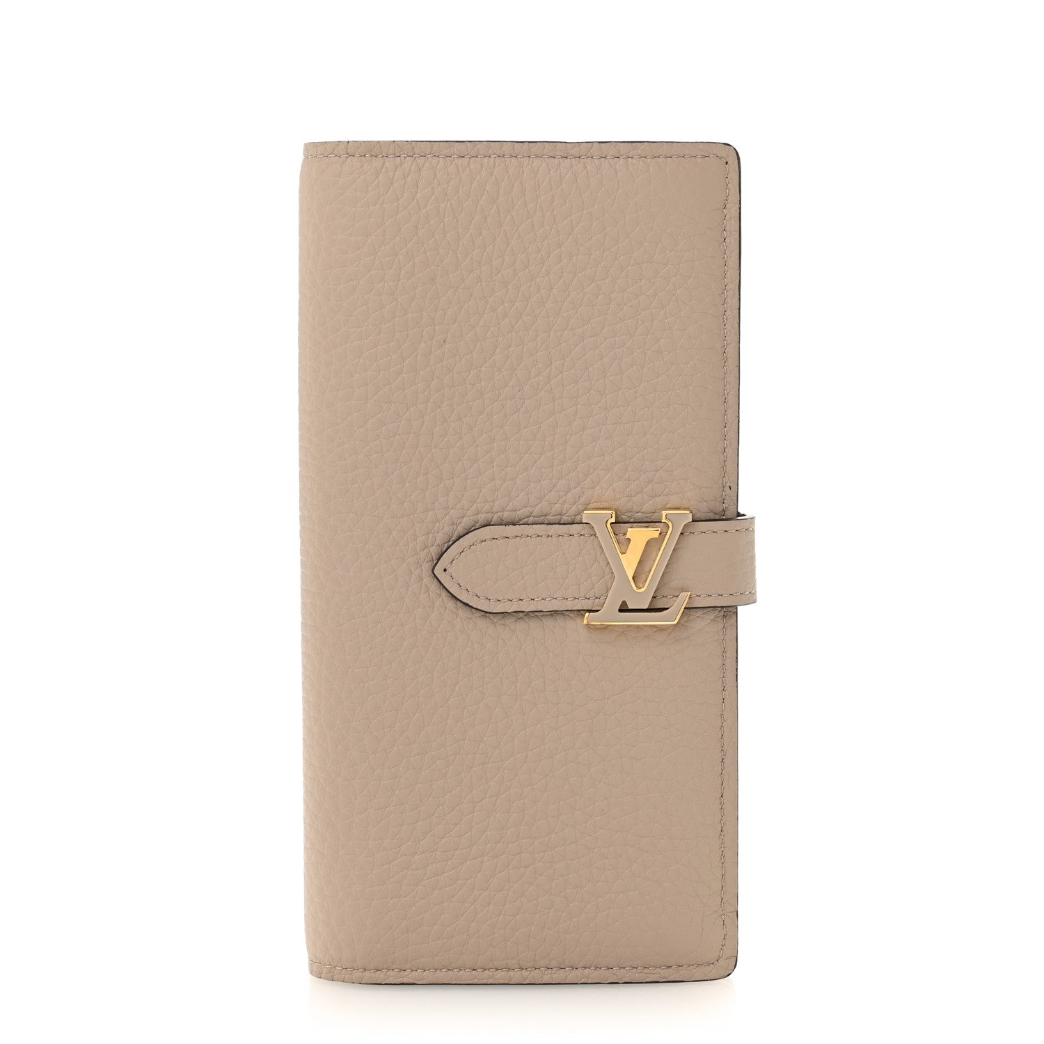 Louis Vuitton Taurillon LV Vertical Capucines Wallet Galet Aquamarine