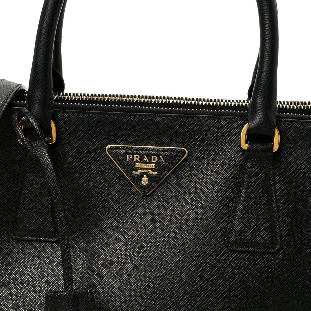 Prada Saffiano Small Galleria Double Zip Tote Black