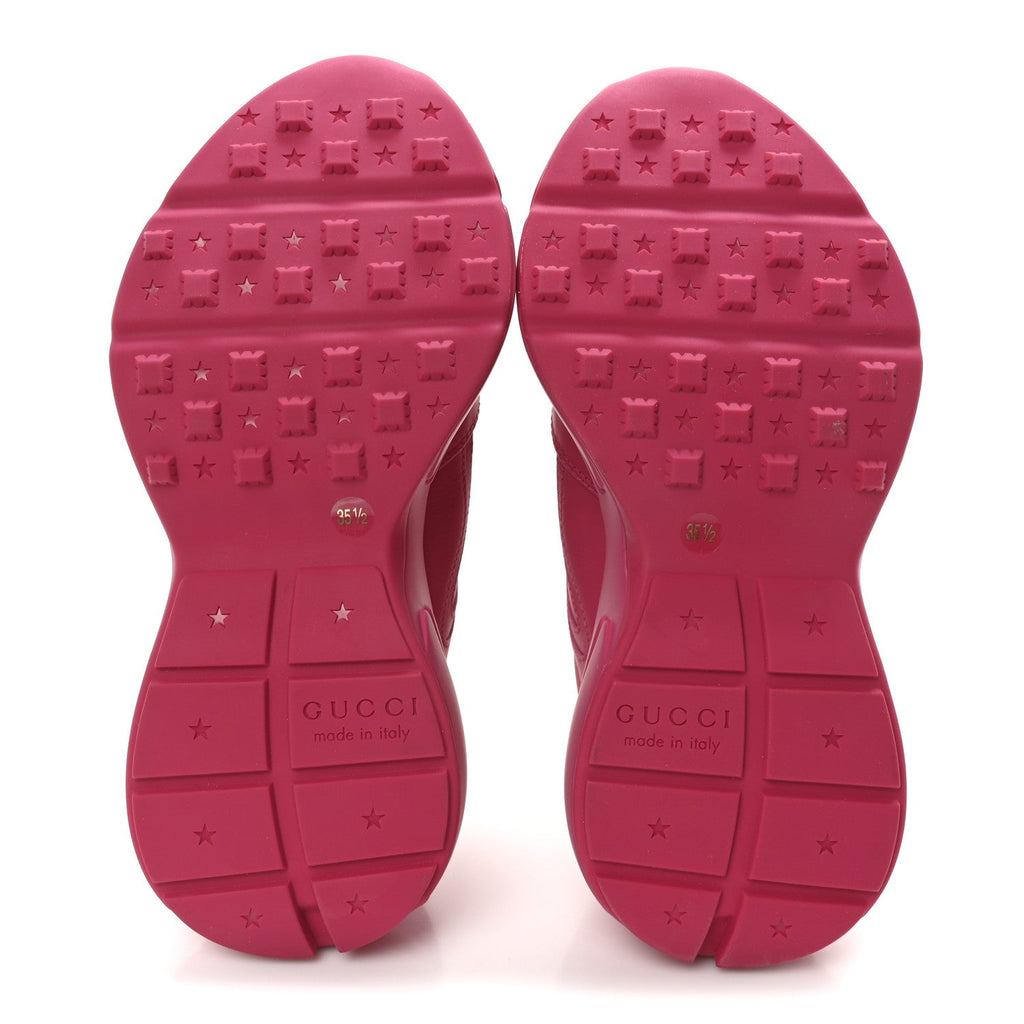 Gucci Calfskin Logo Womens Rhyton Sneakers 35.5 Box Pink
