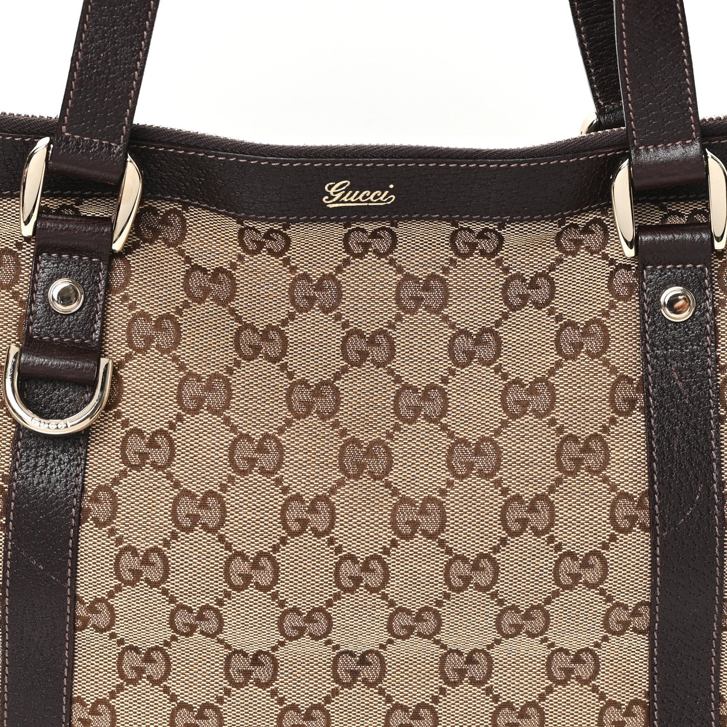Gucci Monogram Medium Abbey Tote Dark Brown