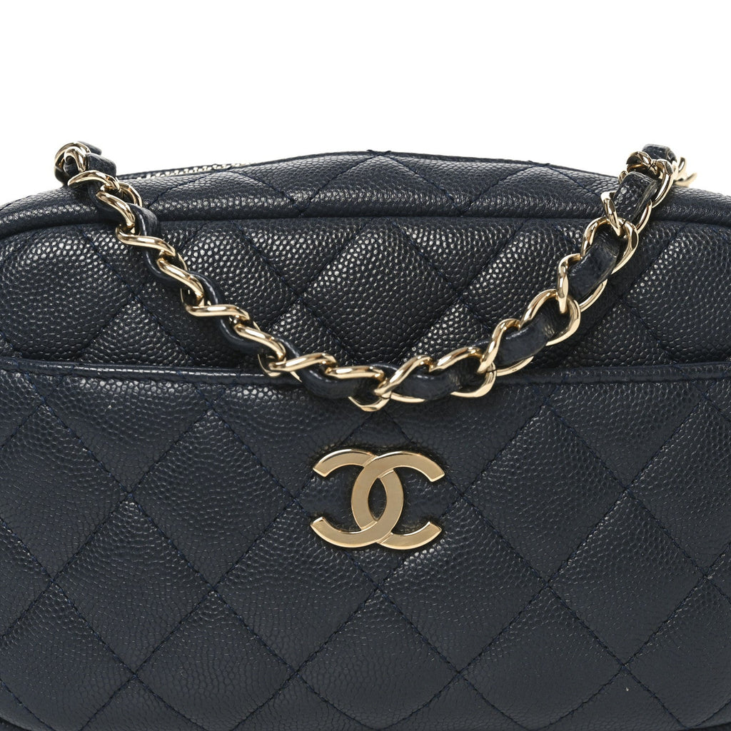 Chanel Caviar Quilted Camera Case Navy