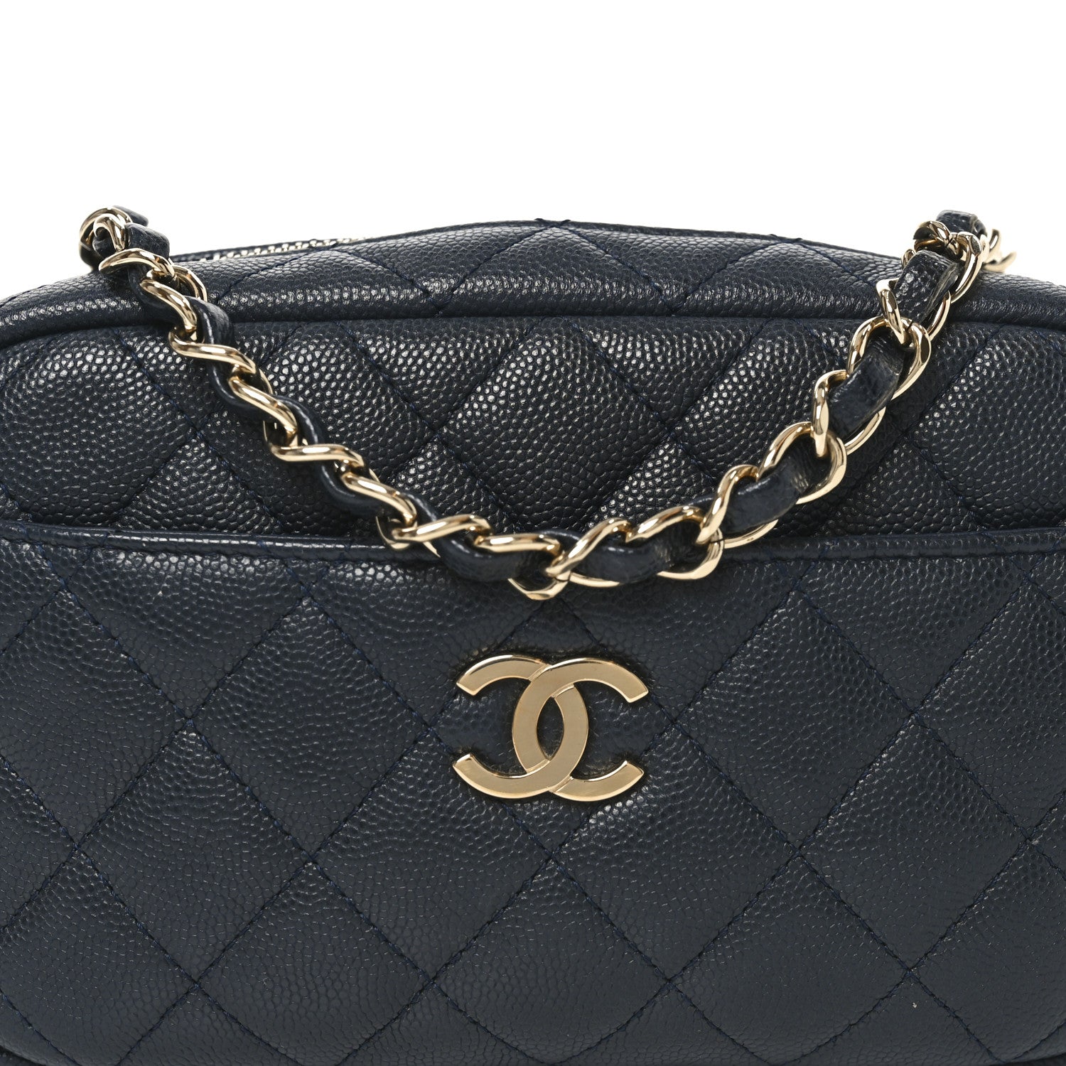Chanel Caviar Quilted Camera Case Navy