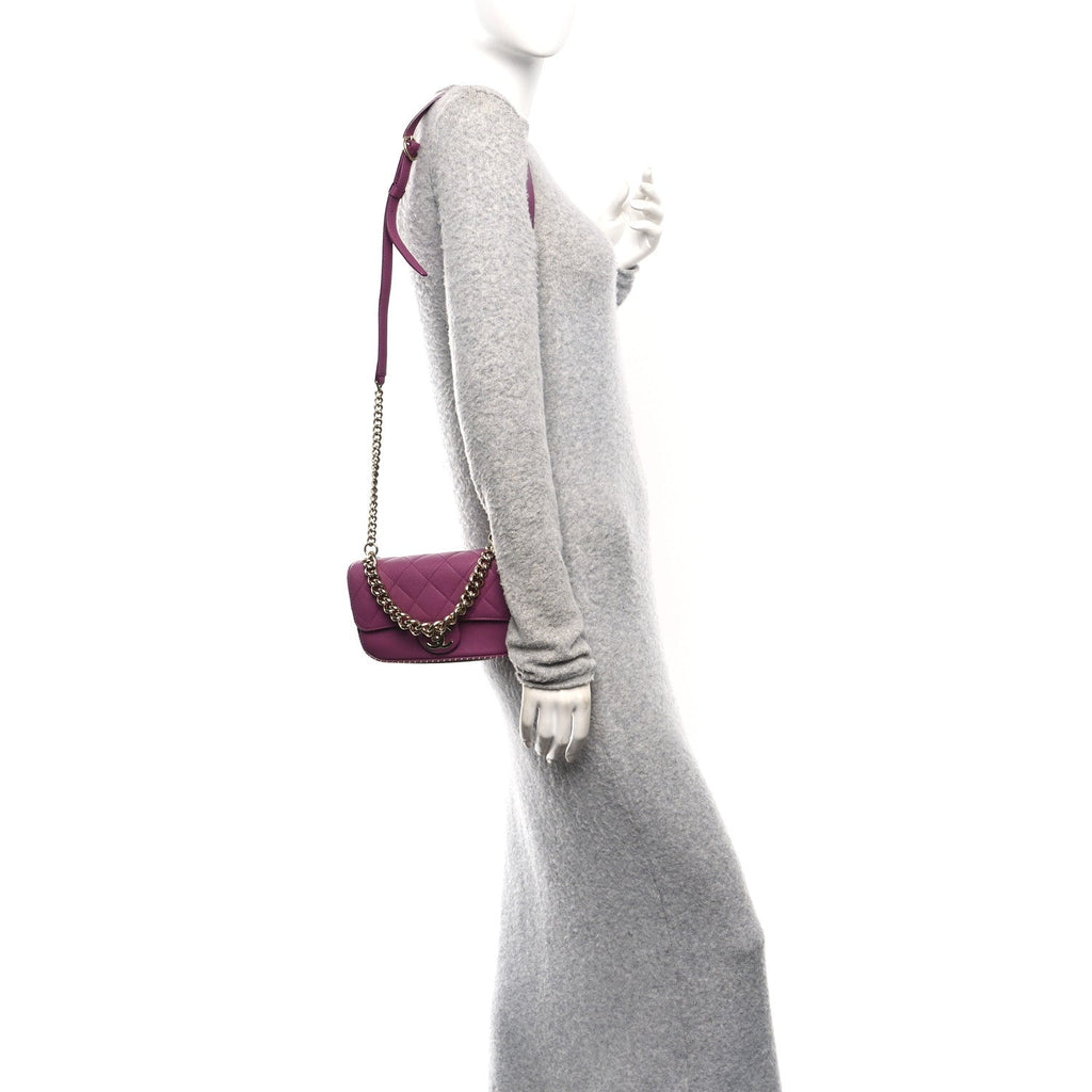 Chanel Caviar Quilted Mini Studded Flap  Purple