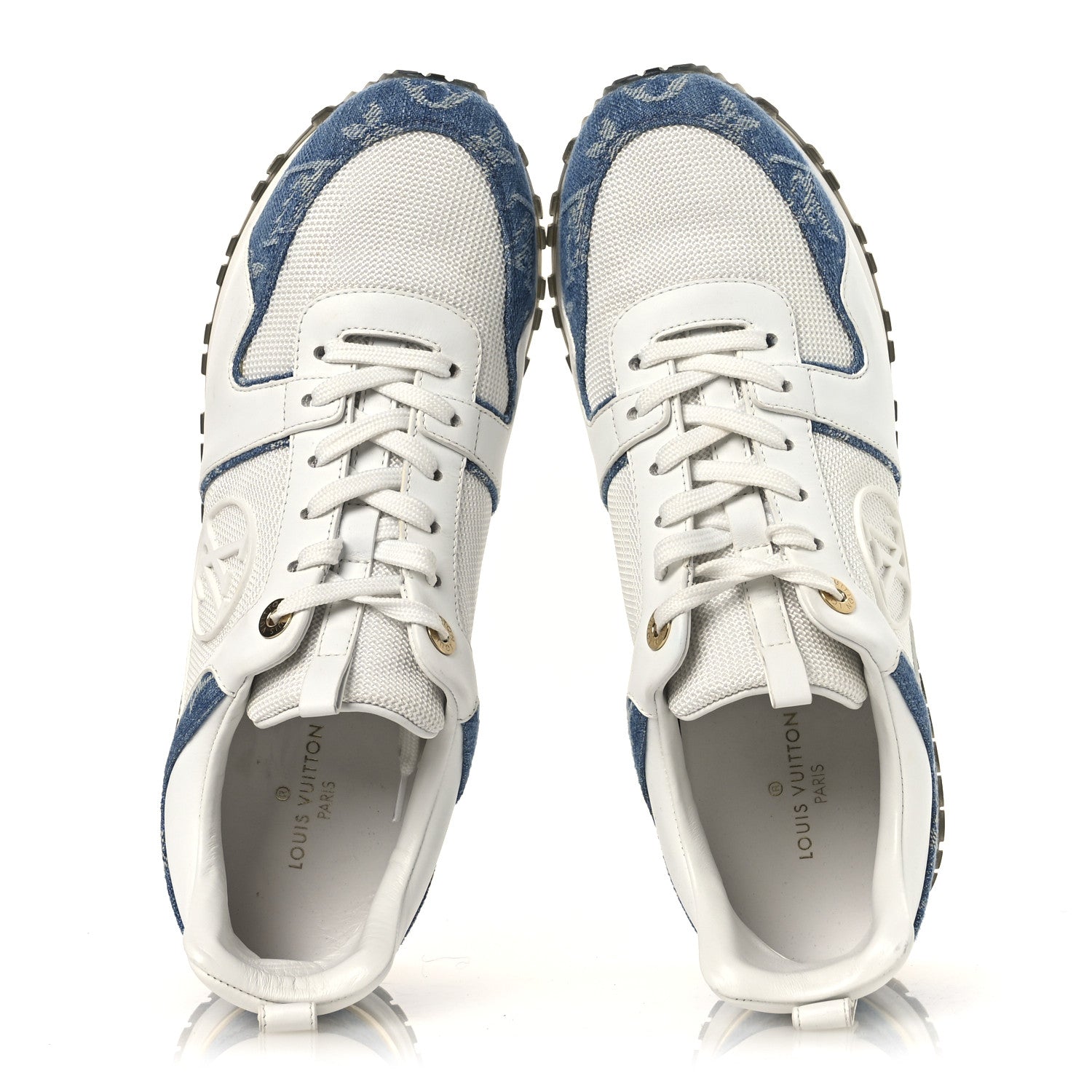 Louis Vuitton Calfskin Monogram Denim Run Away Sneakers 39 White