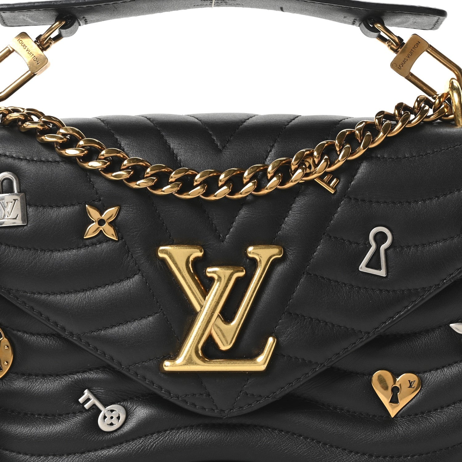 Louis Vuitton Calfskin Love Lock New Wave Chain MM Black
