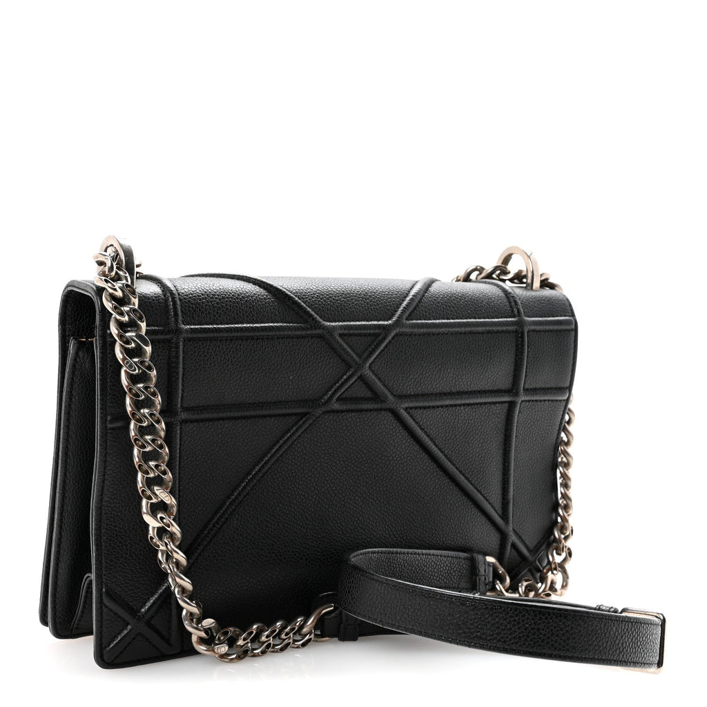 Christian Dior Grained Calfskin Medium Diorama Flap Bag Black