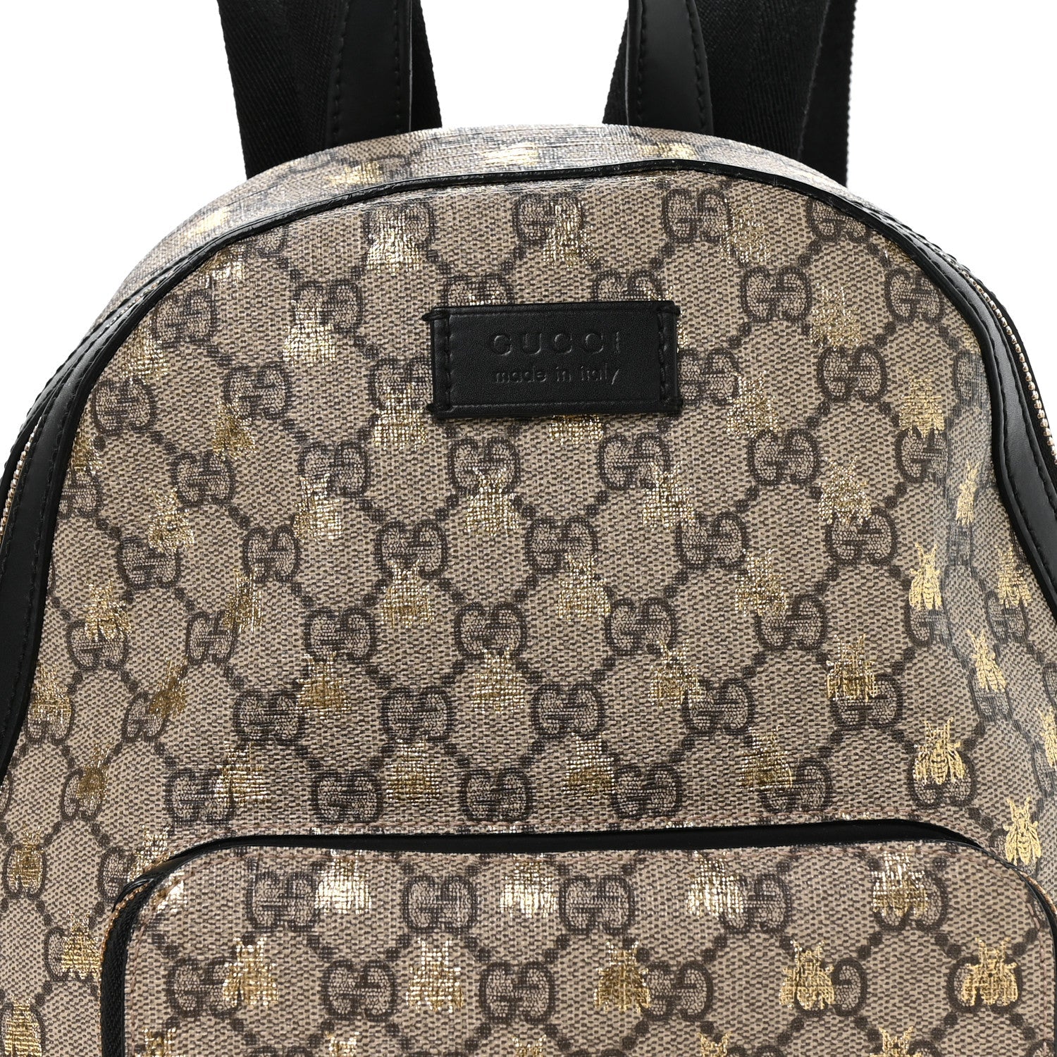 Gucci GG Supreme Monogram Bees Print Small Day Backpack Beige Oro Black