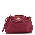 Chanel Calfskin Quilted Coco Shelter Bowling Bag Dark Pink Red